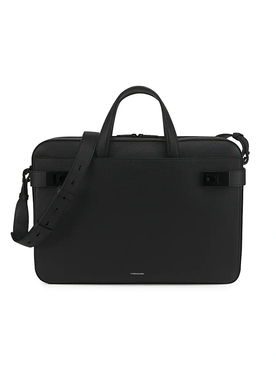 FERRAGAMO Men's Twins Leather Shoulder Bag - Nero | Image 1 FERRAGAMO Men's Twins Leather Shoulder Bag - Nero | Image 1
