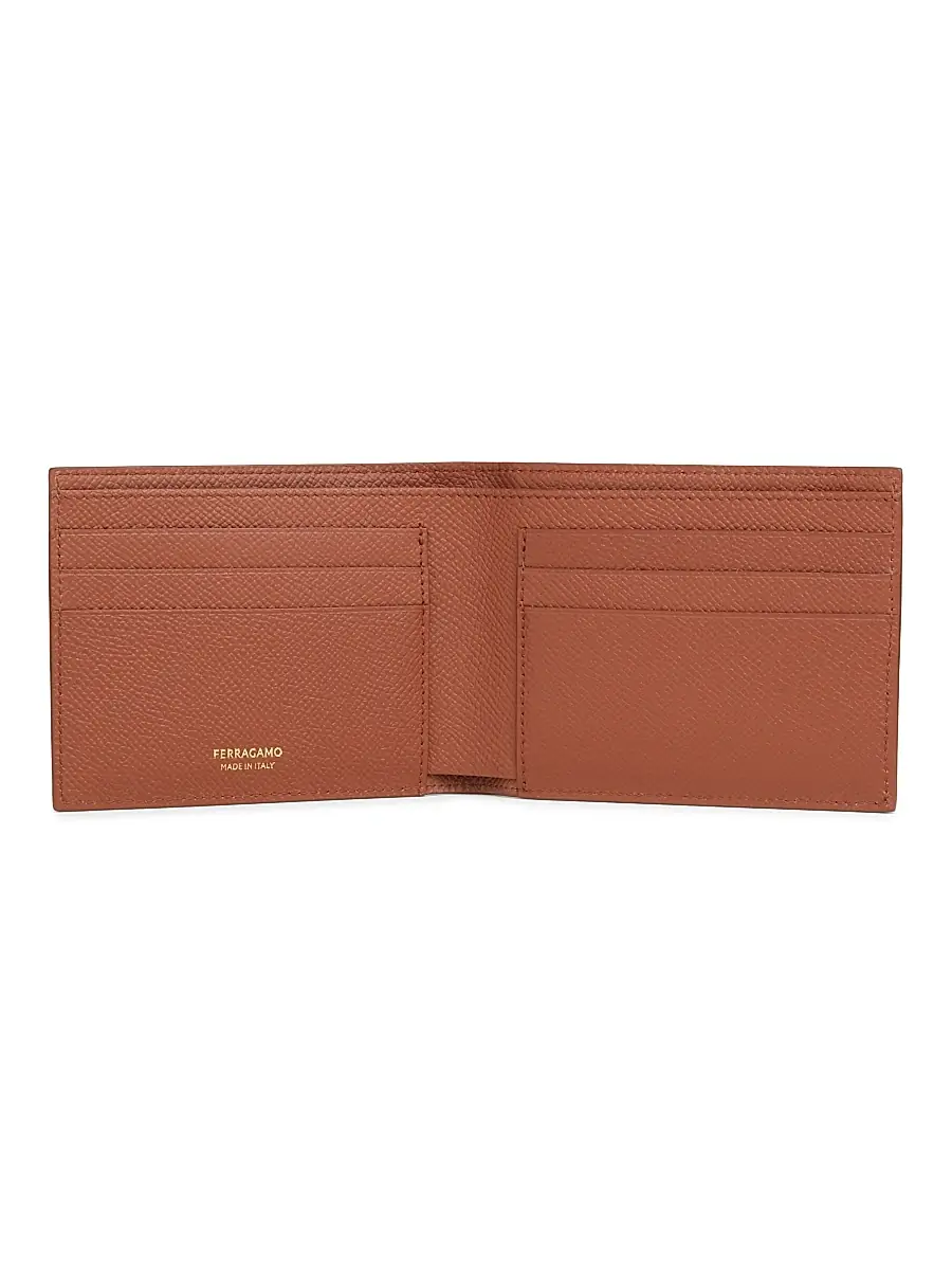 FERRAGAMO Men's Micro Leather Bi-Fold Wallet - New Cognac Nero | Thumbnail 2 FERRAGAMO Men's Micro Leather Bi-Fold Wallet - New Cognac Nero | Thumbnail 2