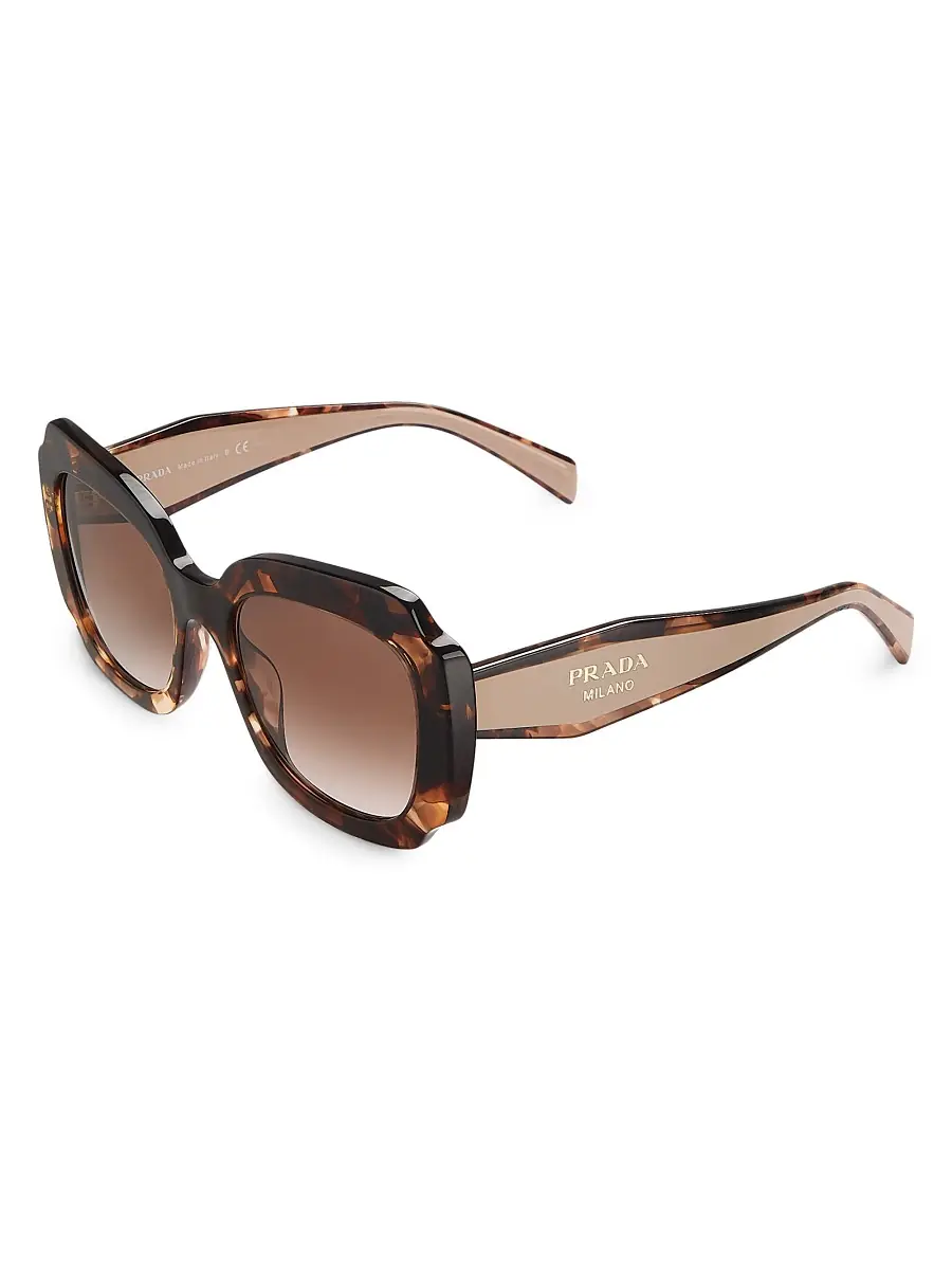 Prada Women's 52MM Square Sunglasses - Havana | Image 1 Prada Women's 52MM Square Sunglasses - Havana | Image 1