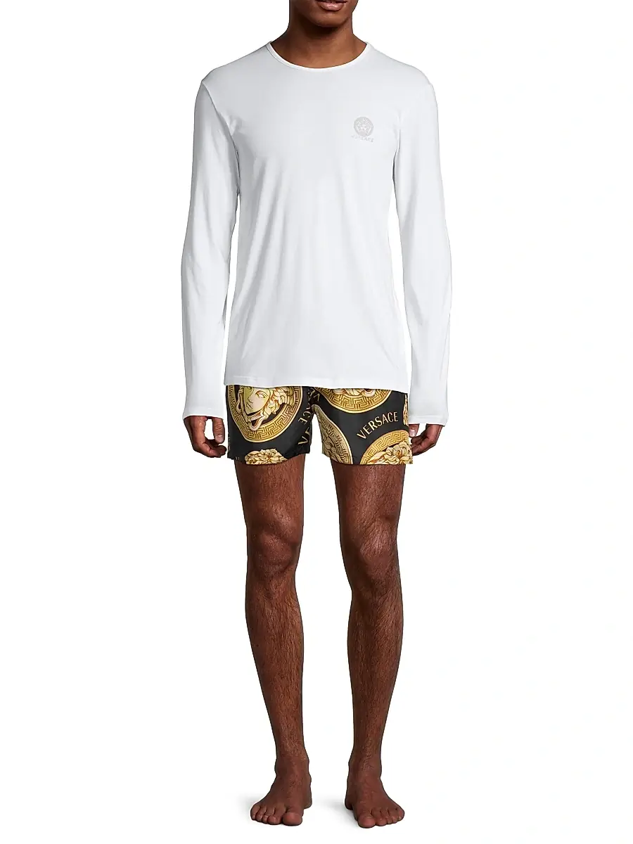 Versace Men's Long-Sleeve Cotton Stretch Crewneck | Thumbnail 2