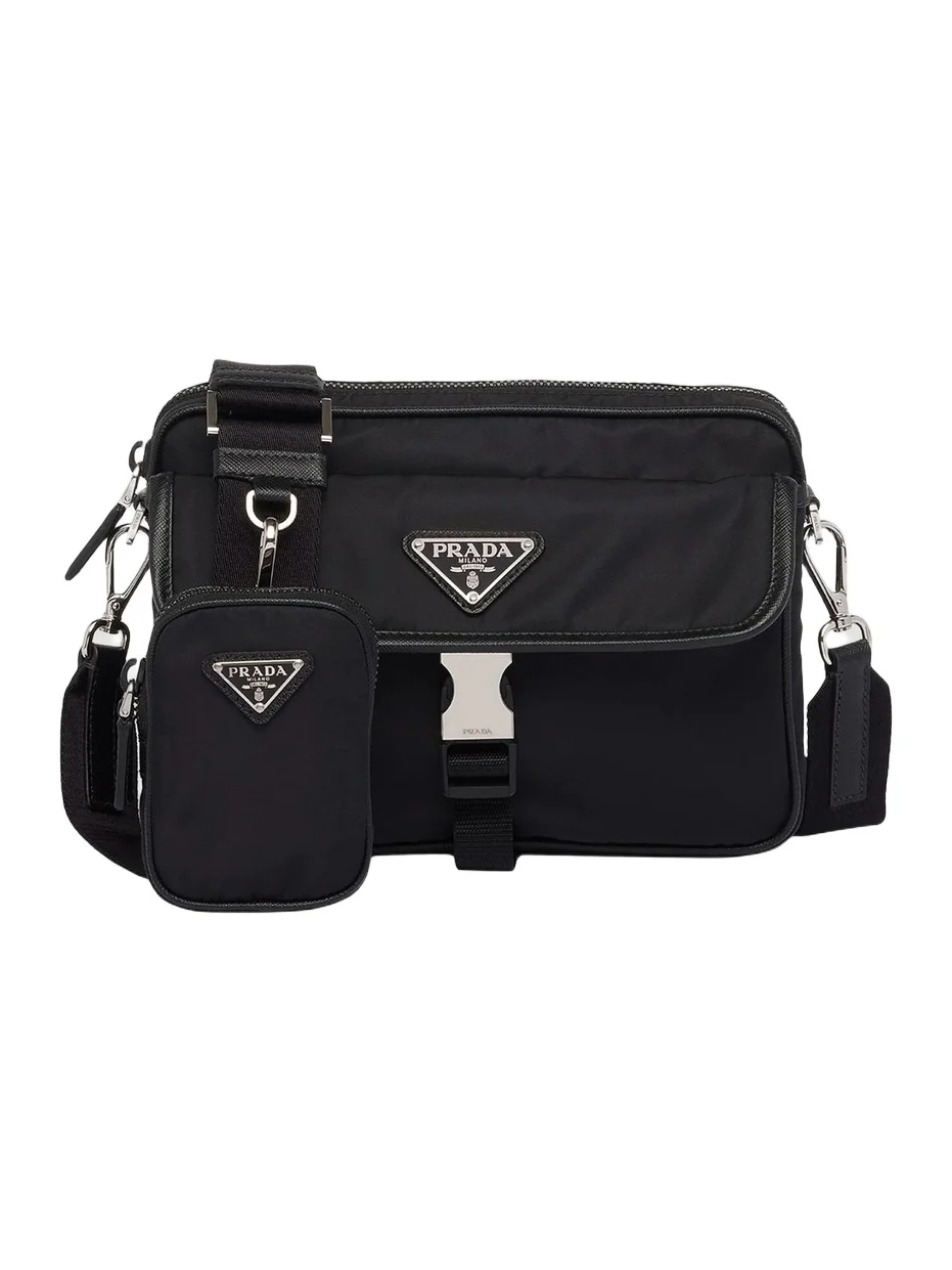 Prada Men's Re-Nylon And Saffiano Leather Shoulder Bag