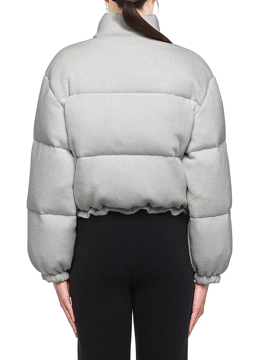 Prada Women's Boxy Wool And Cashmere Knit Puffer Jacket - Grey | Thumbnail 4 Prada Women's Boxy Wool And Cashmere Knit Puffer Jacket - Grey | Thumbnail 4