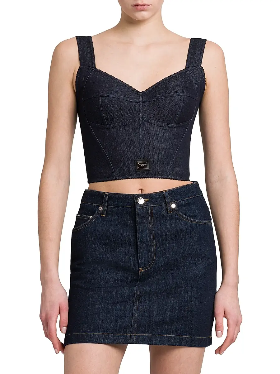 Dolce & Gabbana Women's Denim Logo Hardware Corset Top | Thumbnail 3