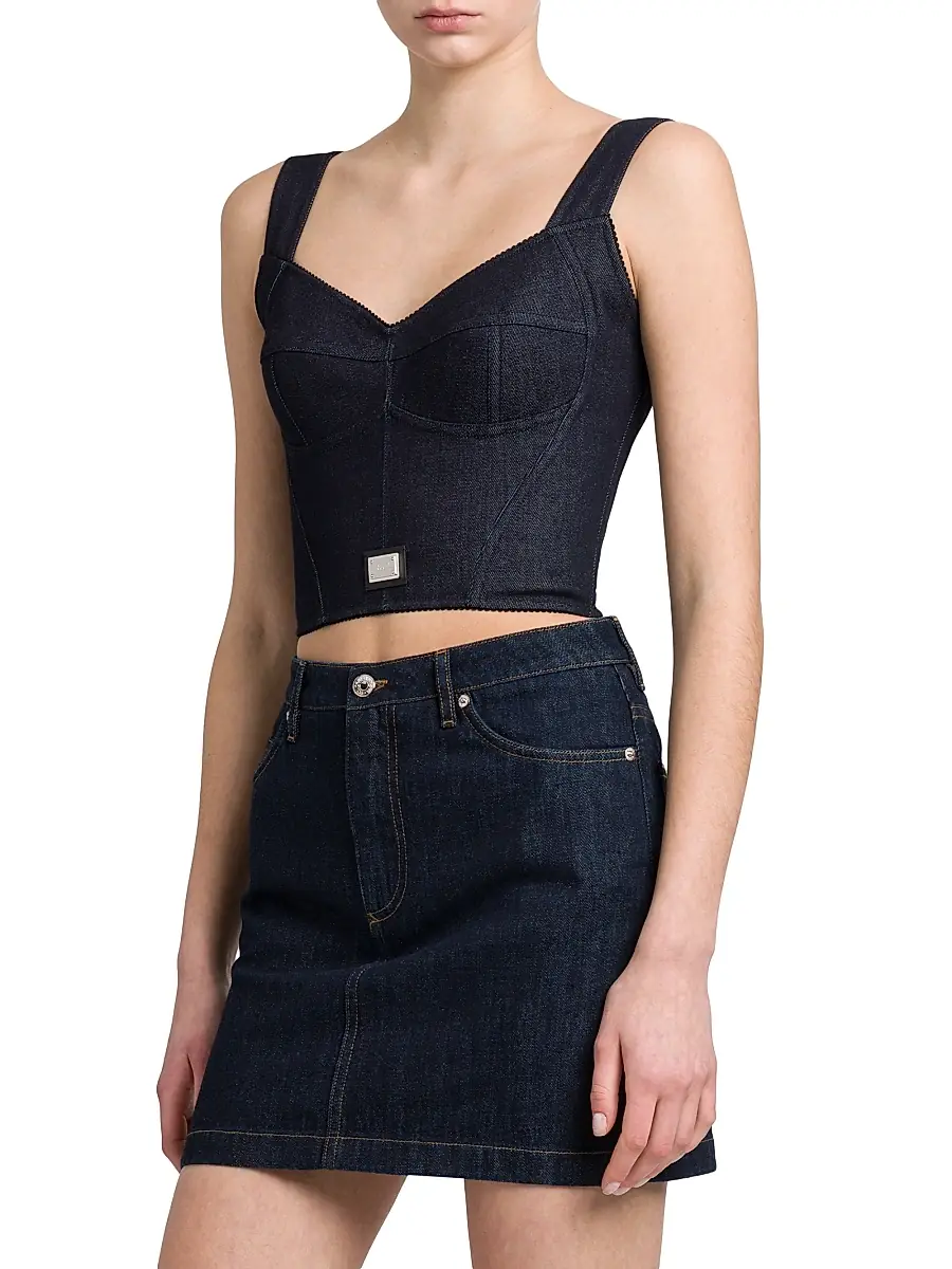 Dolce & Gabbana Women's Denim Logo Hardware Corset Top | Thumbnail 4