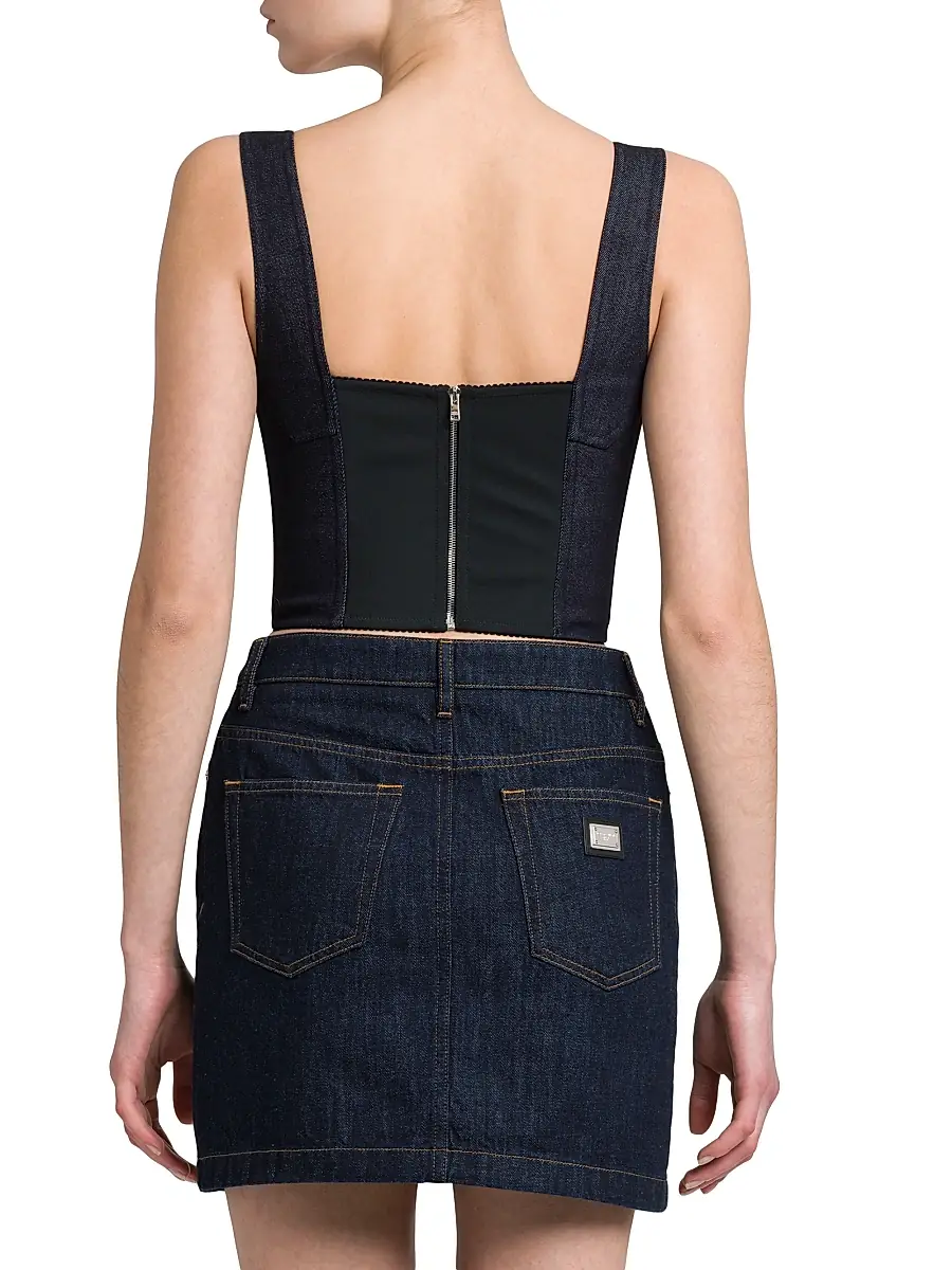 Dolce & Gabbana Women's Denim Logo Hardware Corset Top | Thumbnail 5