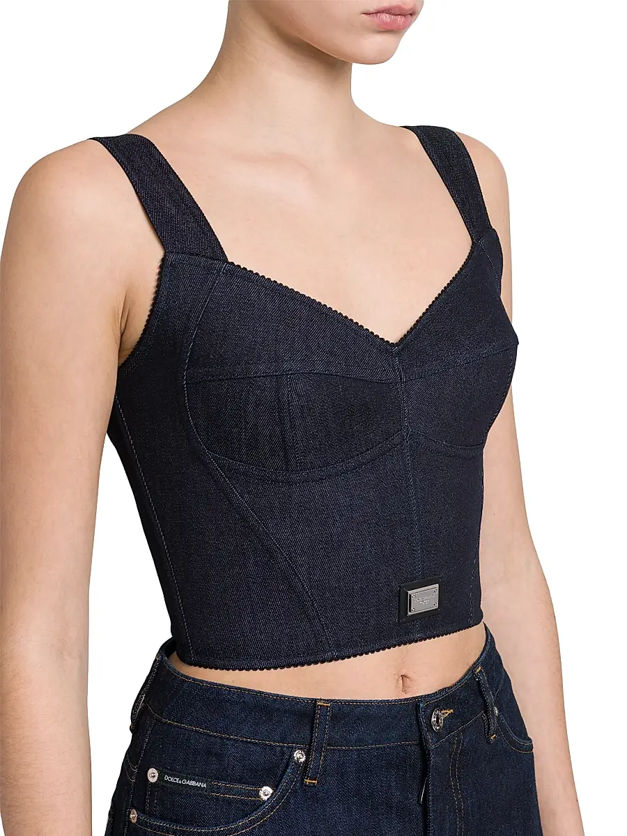 Dolce & Gabbana Women's Denim Logo Hardware Corset Top | Thumbnail 6