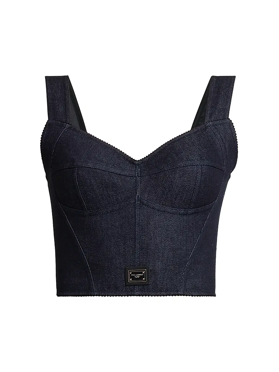 Dolce & Gabbana Women's Denim Logo Hardware Corset Top