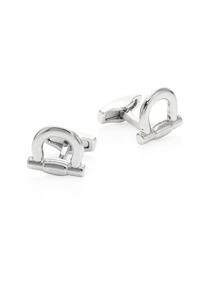 FERRAGAMO Men's Gancini Goldtone Single Cufflink - Silver | Image 1 FERRAGAMO Men's Gancini Goldtone Single Cufflink - Silver | Image 1
