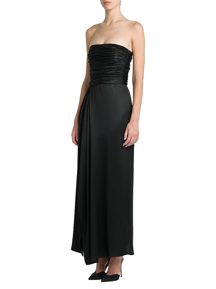 Giorgio Armani Women's Strapless Gathered Silk Gown | Thumbnail 4 Giorgio Armani Women's Strapless Gathered Silk Gown | Thumbnail 4