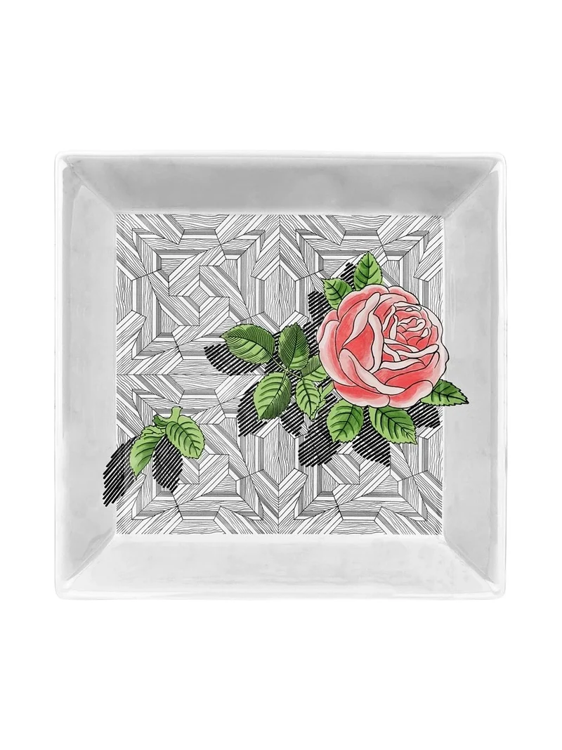 FORNASETTI Flower Porcelain Square Plate