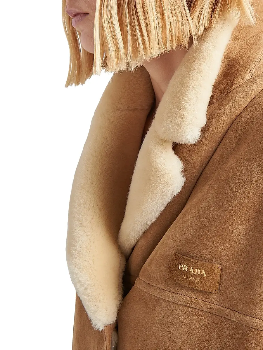 Prada Women's Shearling Coat - Brown | Thumbnail 4 Prada Women's Shearling Coat - Brown | Thumbnail 4