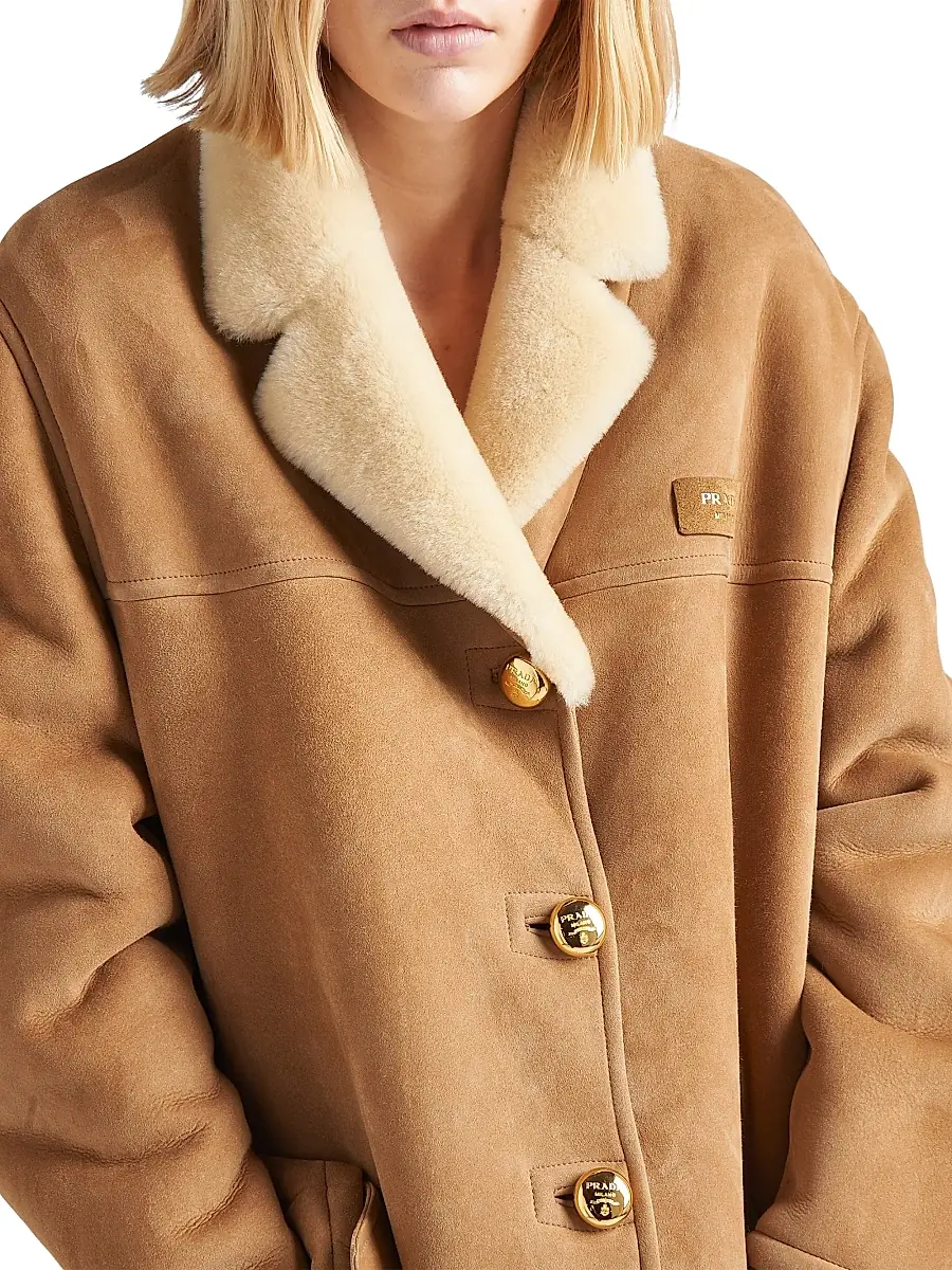 Prada Women's Shearling Coat - Brown | Thumbnail 5 Prada Women's Shearling Coat - Brown | Thumbnail 5