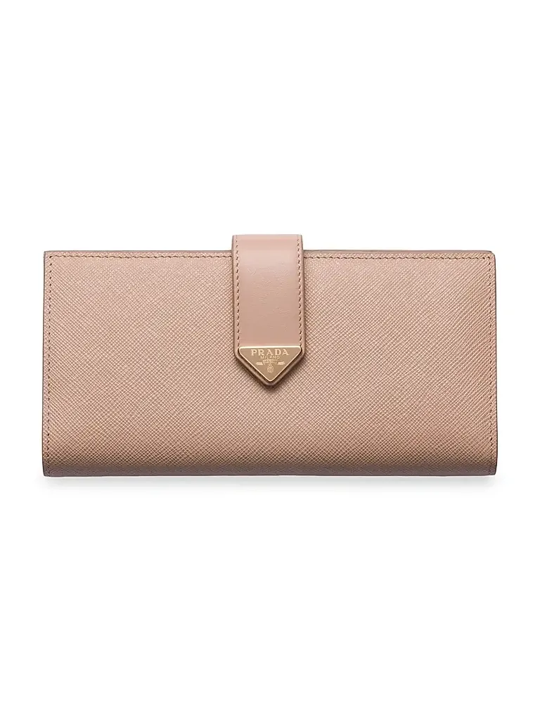 Women's Large Saffiano and Leather Wallet - Light Pink Women's Large Saffiano and Leather Wallet - Light Pink