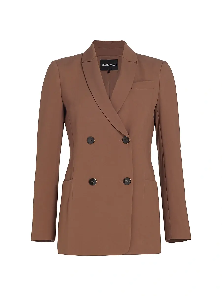 Giorgio Armani Women's Double-Breasted Cady Jacket - Light Brown | Image 1 Giorgio Armani Women's Double-Breasted Cady Jacket - Light Brown | Image 1