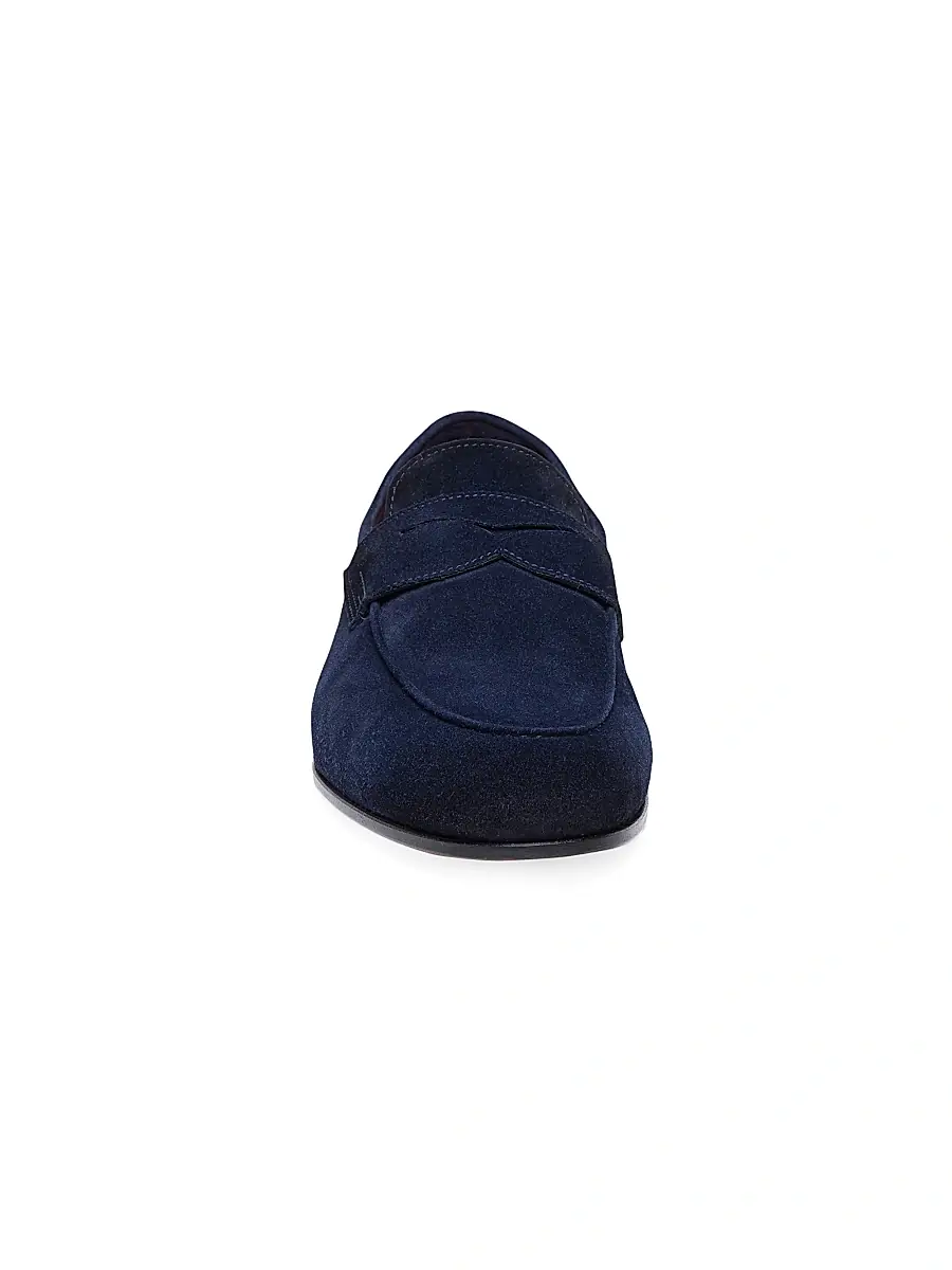 Santoni Men's Carlos Suede Penny Loafers | Thumbnail 3 Santoni Men's Carlos Suede Penny Loafers | Thumbnail 3