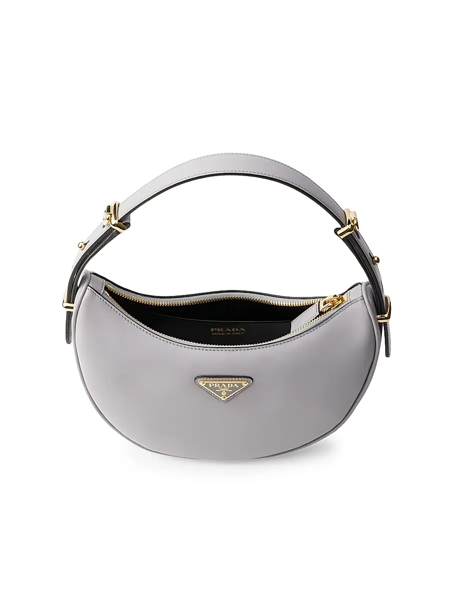 Prada Women's Arqué Leather Shoulder Bag - Grey | Thumbnail 4 Prada Women's Arqué Leather Shoulder Bag - Grey | Thumbnail 4