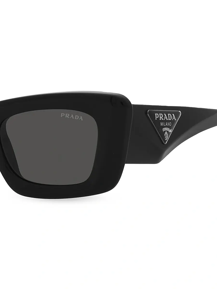 Prada Women's 50MM Rectangular Sunglasses - Black | Thumbnail 3