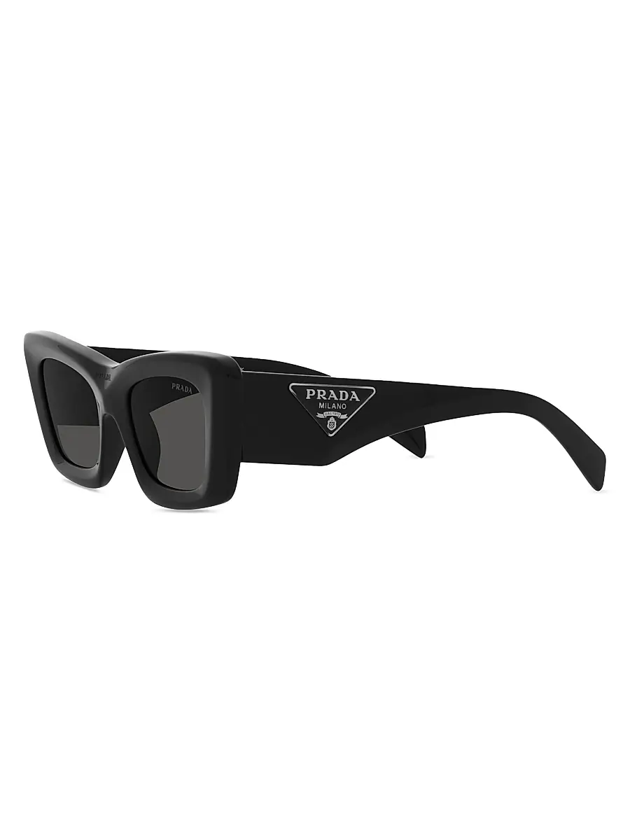 Prada Women's 50MM Rectangular Sunglasses - Black | Thumbnail 4