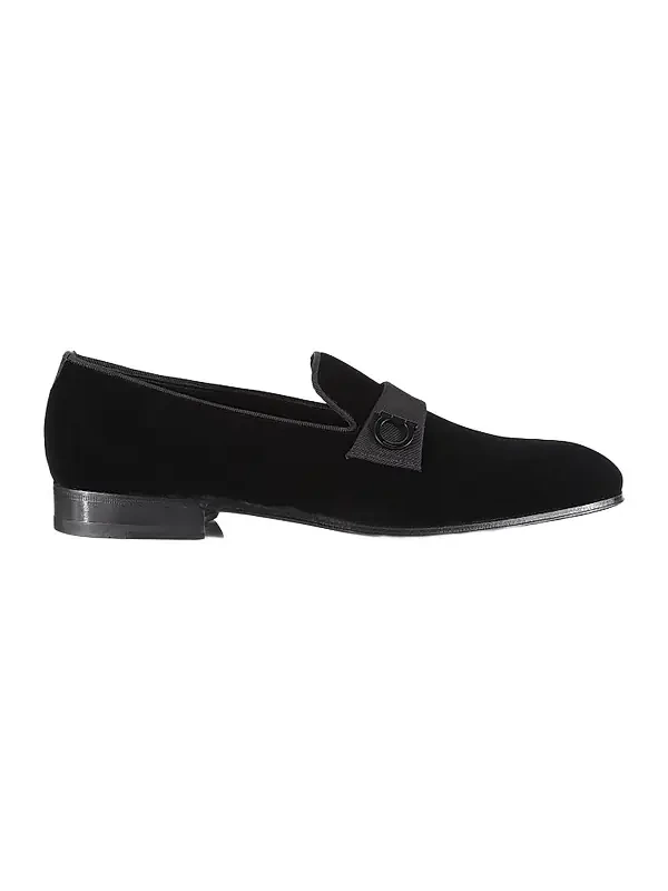 Ferragamo Men's Velvet Gancio Loafers