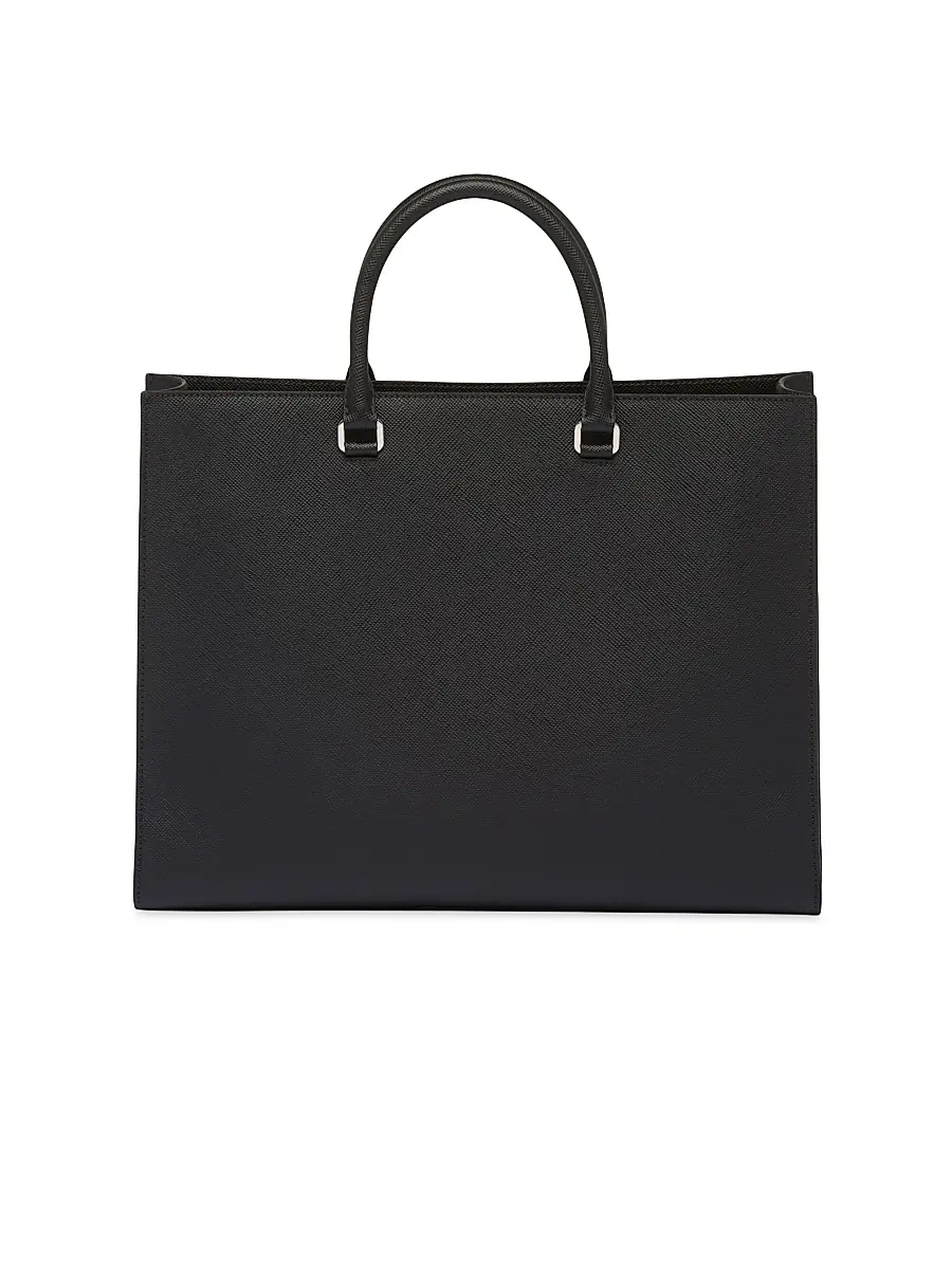 Prada Men's Saffiano Leather Tote Bag - Black | Thumbnail 4 Prada Men's Saffiano Leather Tote Bag - Black | Thumbnail 4