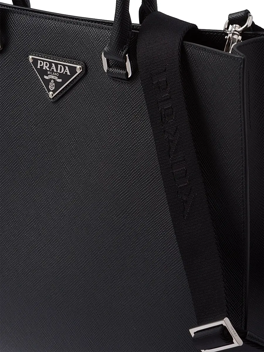 Prada Men's Saffiano Leather Tote Bag - Black | Thumbnail 6 Prada Men's Saffiano Leather Tote Bag - Black | Thumbnail 6