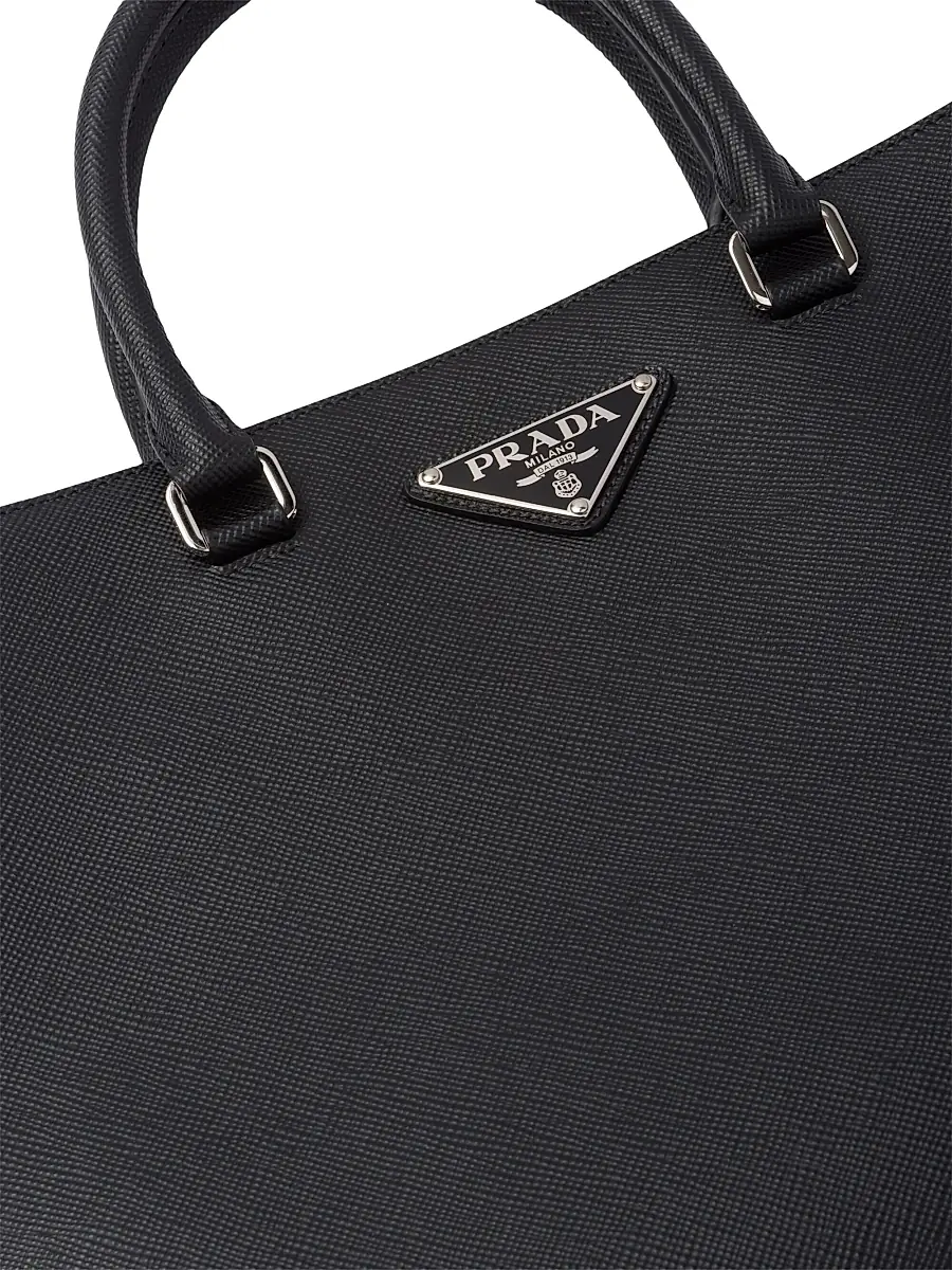 Prada Men's Saffiano Leather Tote Bag - Black | Thumbnail 7 Prada Men's Saffiano Leather Tote Bag - Black | Thumbnail 7