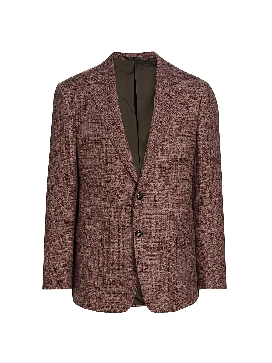 Giorgio Armani Men's Textured Wool-Blend Two-Button Sport Coat - Pink | Image 1 Giorgio Armani Men's Textured Wool-Blend Two-Button Sport Coat - Pink | Image 1