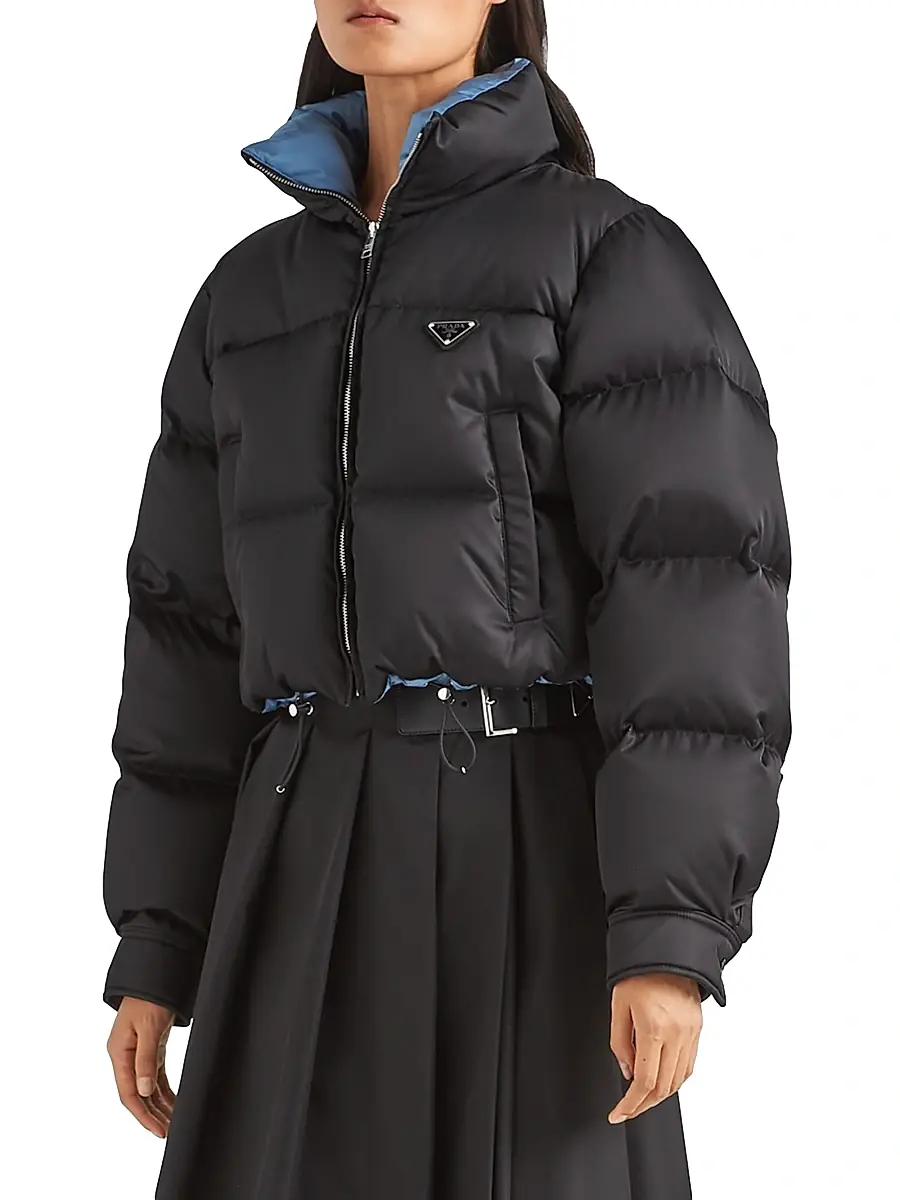 Prada Women's Re-Nylon Cropped Down Jacket - Black | Thumbnail 2 Prada Women's Re-Nylon Cropped Down Jacket - Black | Thumbnail 2