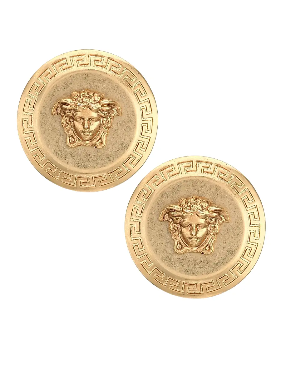 Versace Women's Tribute Goldtone Button Earrings