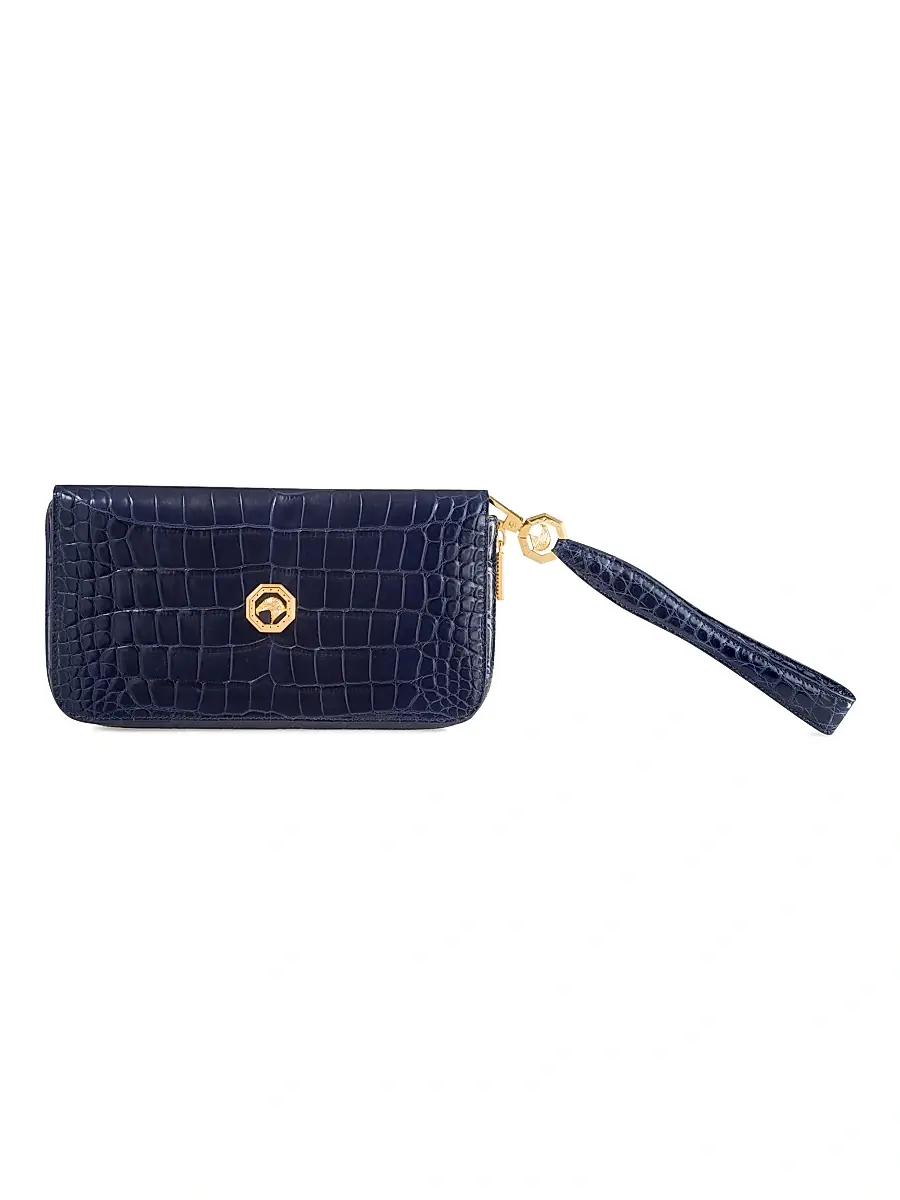 Stefano Ricci Men's Handmade Zip Around Wallet - Blue | Image 1 Stefano Ricci Men's Handmade Zip Around Wallet - Blue | Image 1