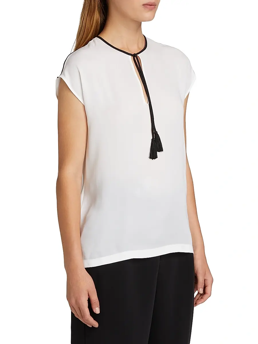 Giorgio Armani Women's Tassel Silk Georgette Blouse | Thumbnail 3 Giorgio Armani Women's Tassel Silk Georgette Blouse | Thumbnail 3