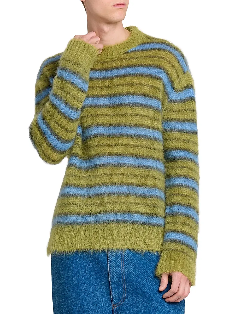 Marni Men's Fuzzy Wuzzy Brushed Stripe Sweater | Thumbnail 3 Marni Men's Fuzzy Wuzzy Brushed Stripe Sweater | Thumbnail 3