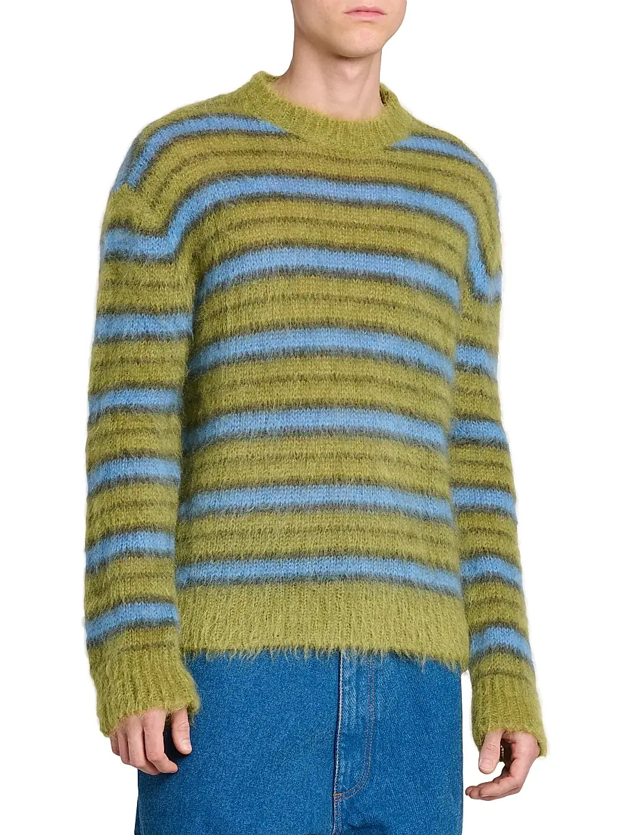 Marni Men's Fuzzy Wuzzy Brushed Stripe Sweater | Thumbnail 4 Marni Men's Fuzzy Wuzzy Brushed Stripe Sweater | Thumbnail 4