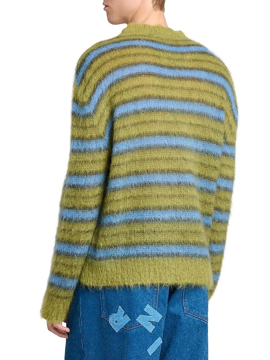 Marni Men's Fuzzy Wuzzy Brushed Stripe Sweater | Thumbnail 5 Marni Men's Fuzzy Wuzzy Brushed Stripe Sweater | Thumbnail 5