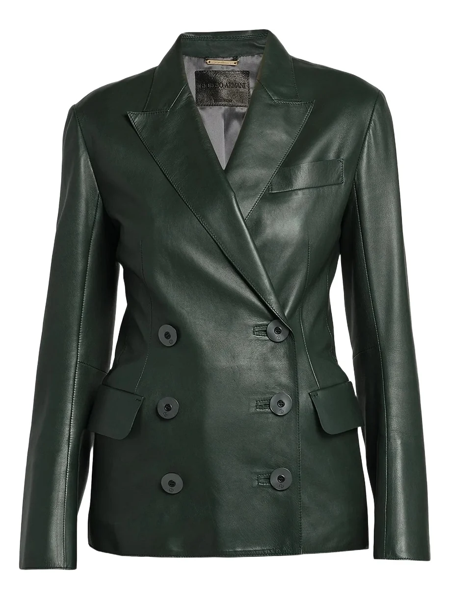 Giorgio Armani Women's Leather Double-Breasted Blazer