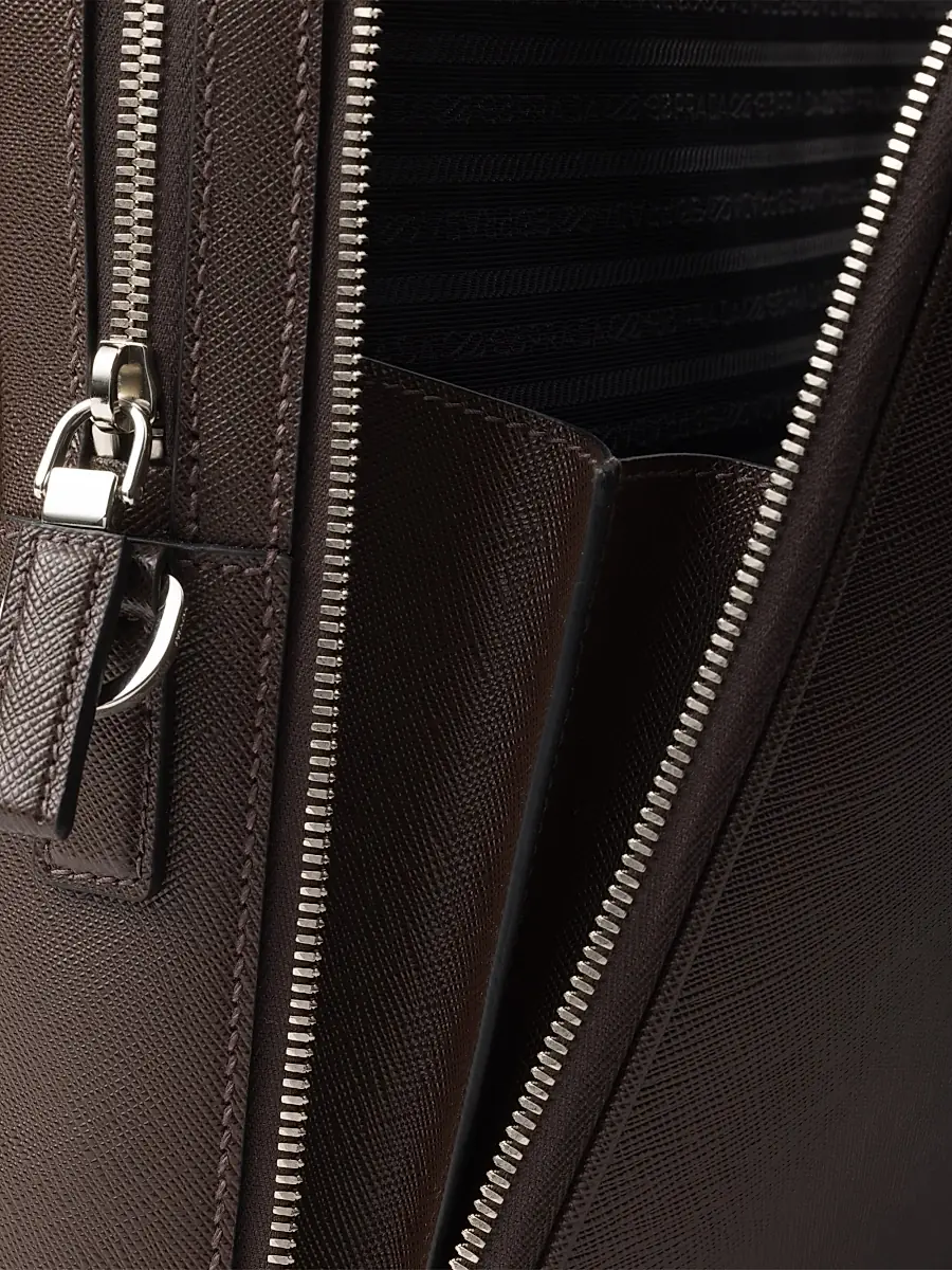 Prada Men's Saffiano Leather Briefcase - Brown | Thumbnail 6 Prada Men's Saffiano Leather Briefcase - Brown | Thumbnail 6