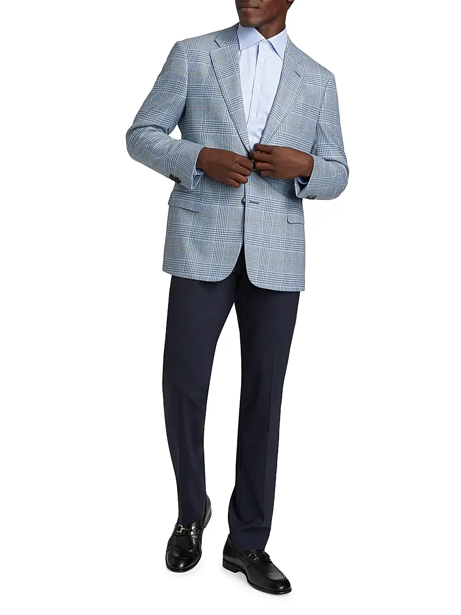 Giorgio Armani Men's Plaid Tailored Wool Jacket | Thumbnail 2 Giorgio Armani Men's Plaid Tailored Wool Jacket | Thumbnail 2