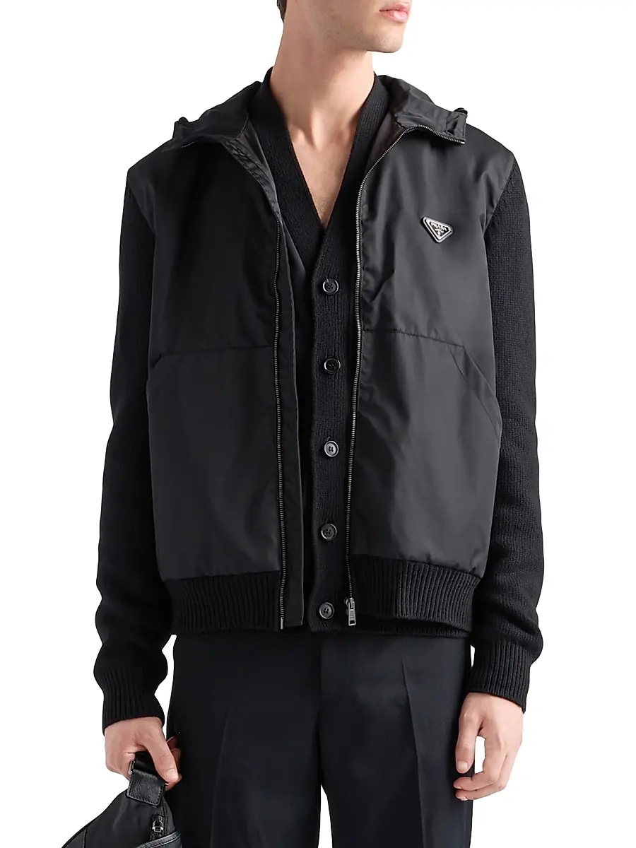 Prada Men's Cashmere and Wool Cardigan - Black | Thumbnail 2