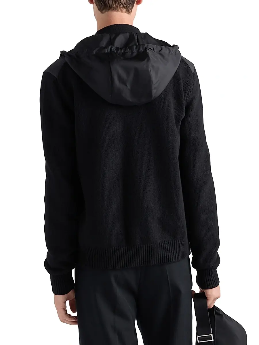 Prada Men's Cashmere and Wool Cardigan - Black | Thumbnail 3