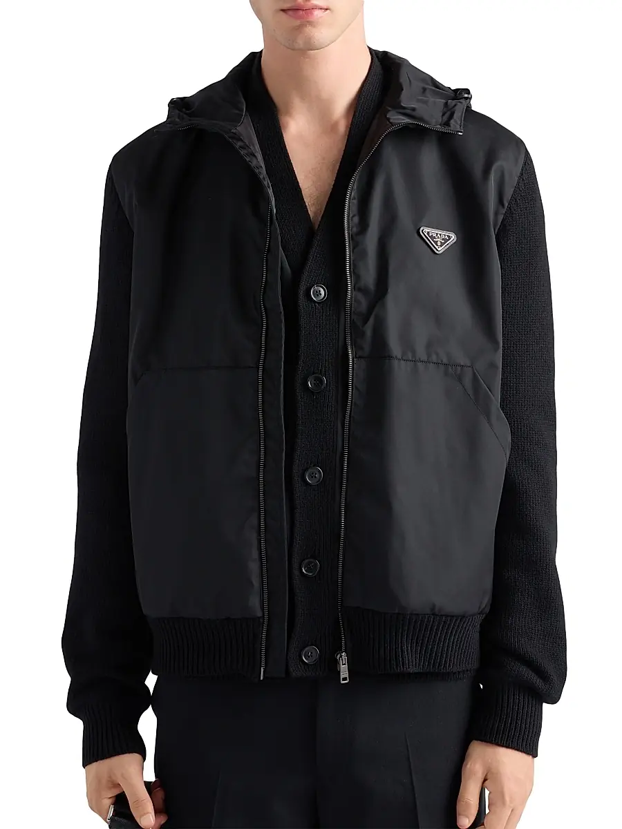 Prada Men's Cashmere and Wool Cardigan - Black | Thumbnail 4