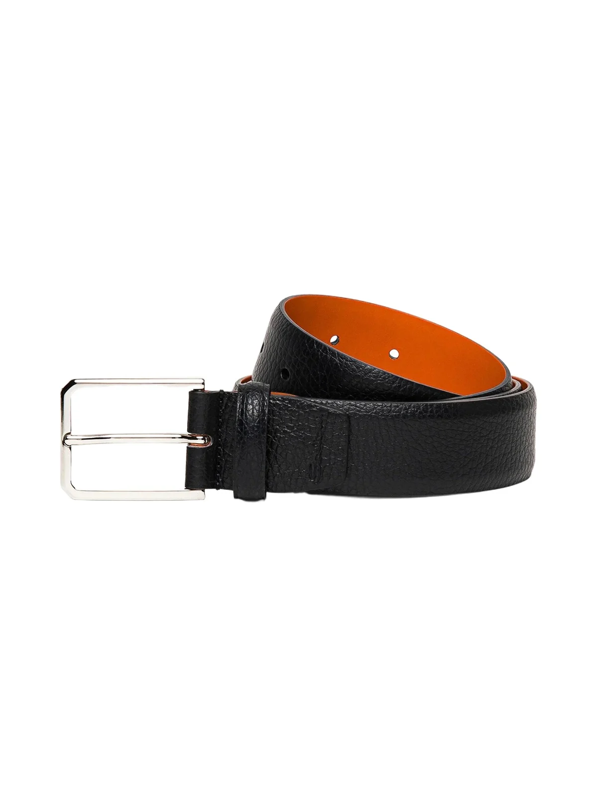 Santoni Men's Adjustable Grained Leather Belt
