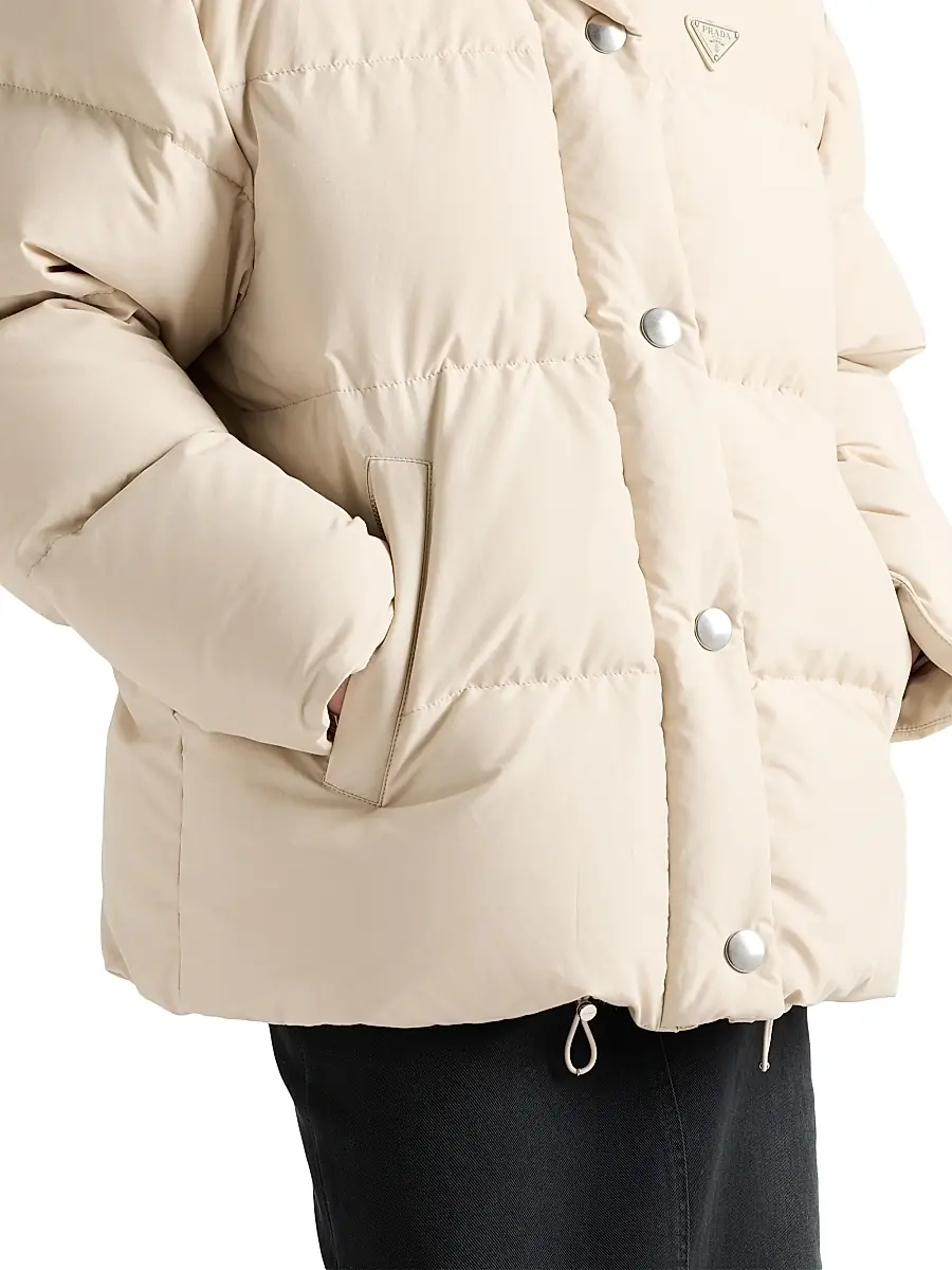 Prada Women's Technical Fabric Down Jacket - Beige Khaki | Thumbnail 3 Prada Women's Technical Fabric Down Jacket - Beige Khaki | Thumbnail 3