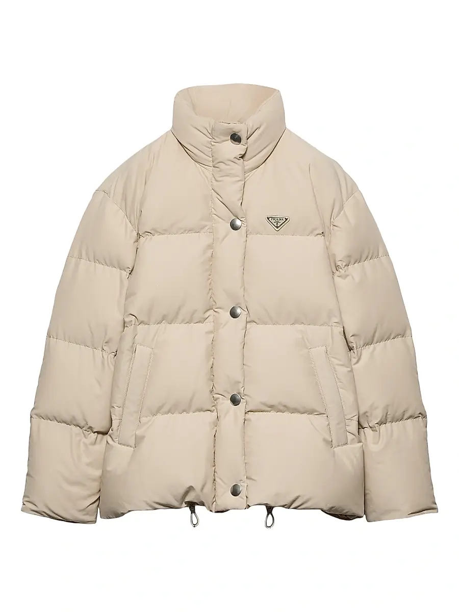 Women's Technical Fabric Down Jacket - Beige Khaki
