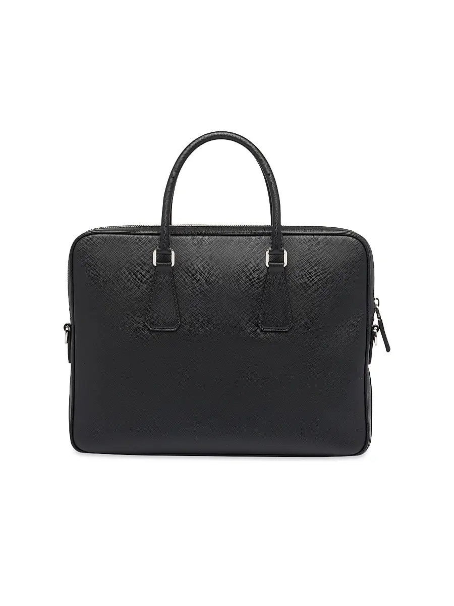 Prada Men's Saffiano Leather Work Bag - Black | Thumbnail 4 Prada Men's Saffiano Leather Work Bag - Black | Thumbnail 4