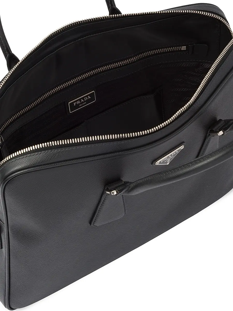 Prada Men's Saffiano Leather Work Bag - Black | Thumbnail 5 Prada Men's Saffiano Leather Work Bag - Black | Thumbnail 5