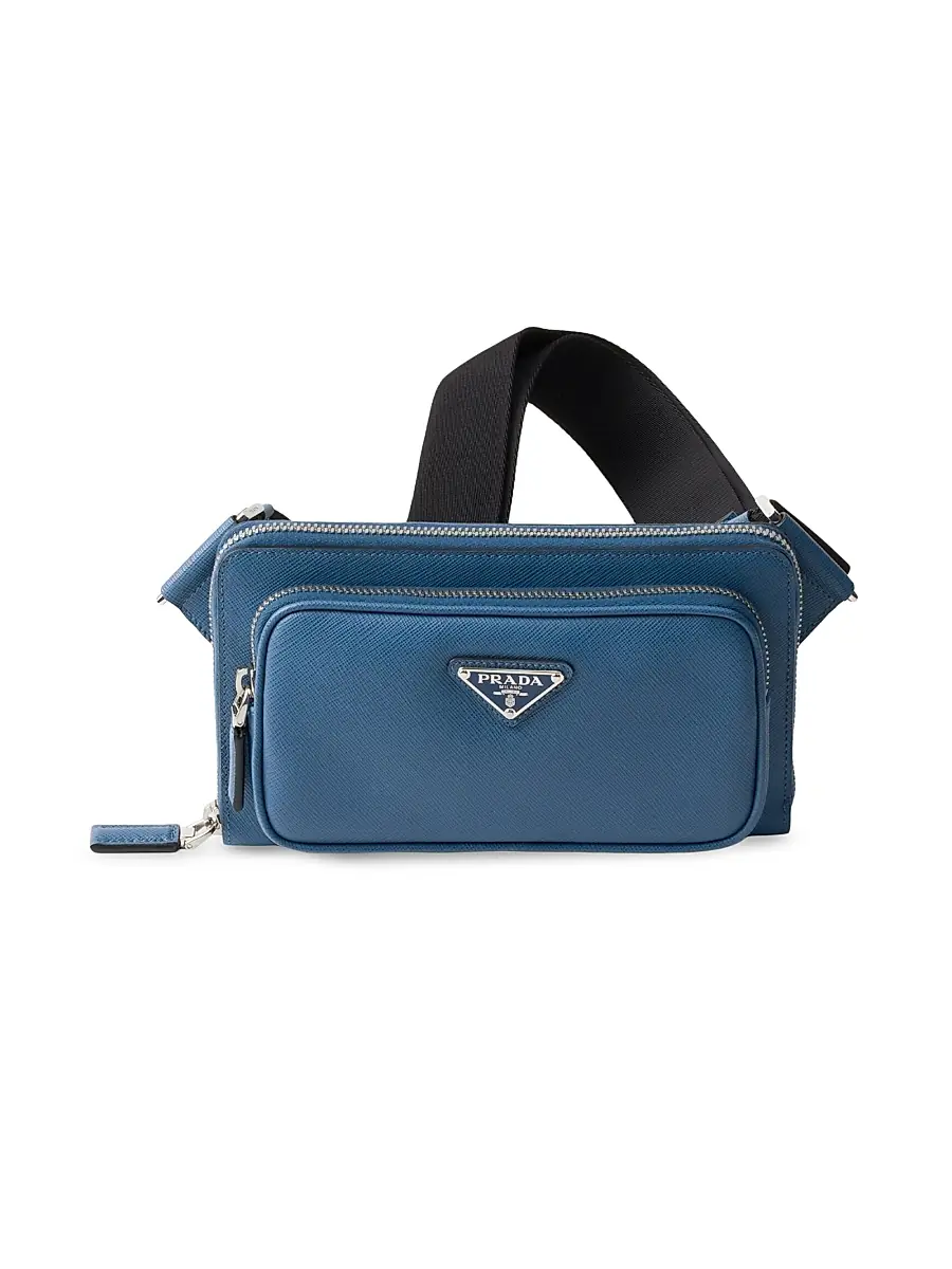Prada Men's Saffiano Leather Belt Bag - Light Blue | Thumbnail 6