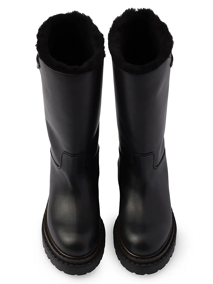 Prada Women's Leather and Shearling Boots - Black | Thumbnail 3 Prada Women's Leather and Shearling Boots - Black | Thumbnail 3