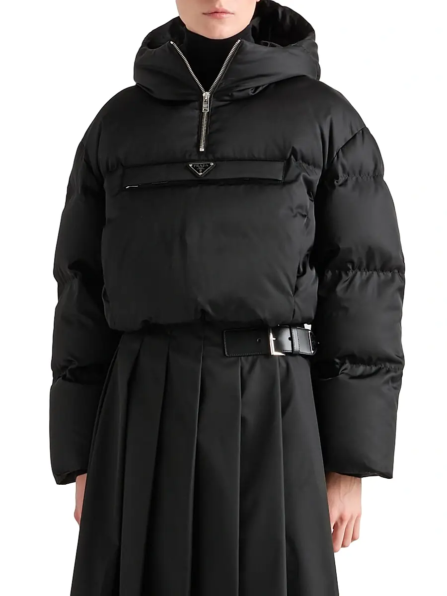 Prada Women's Re-Nylon Cropped Down Jacket - Black | Thumbnail 2 Prada Women's Re-Nylon Cropped Down Jacket - Black | Thumbnail 2
