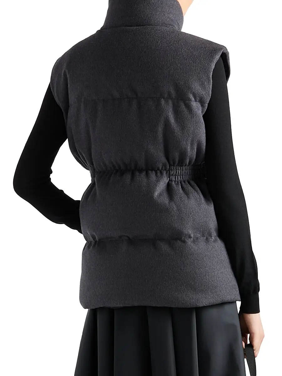 Prada Women's Flannel Down Vest - Grey | Thumbnail 3