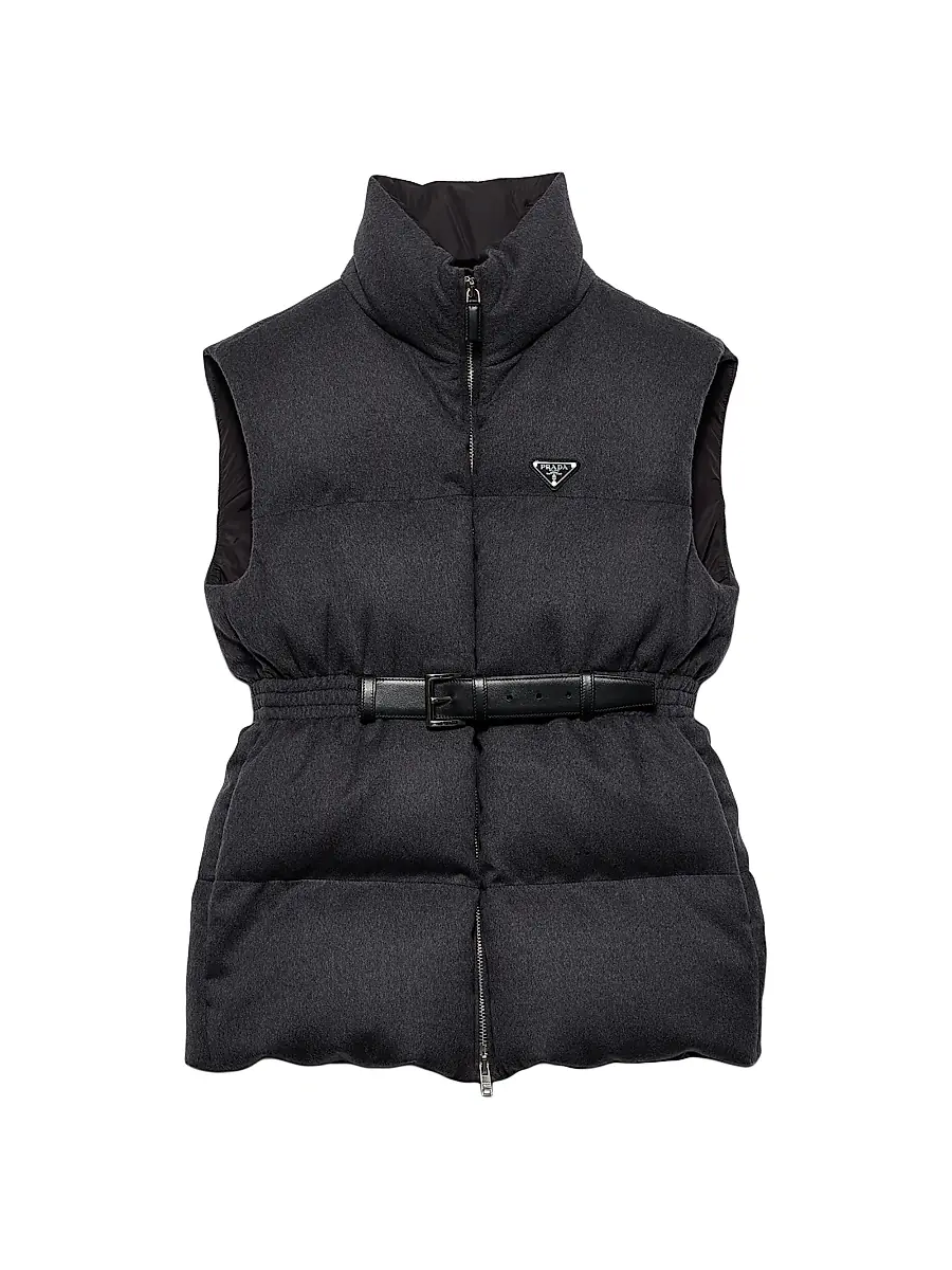 Women's Flannel Down Vest - Grey